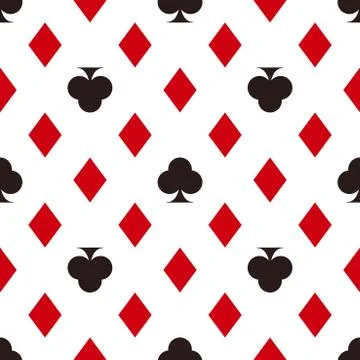Card suit pattern. Diamonds and clubs. Seamless vector game background Stock Illustration