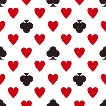 Card suit pattern. Hearts and clubs. Seamless vector game backgr Stock Illustration
