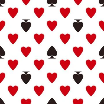 Card suit pattern. Hearts and spades. Seamless vector game background Stock Illustration