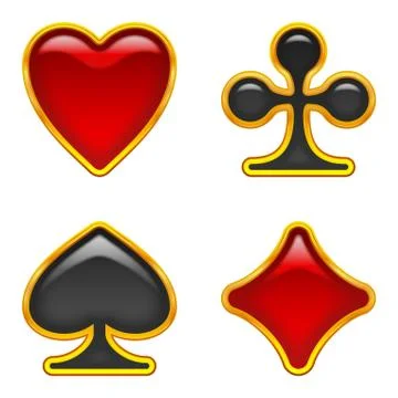 Card suits buttons, set Illustrazione stock