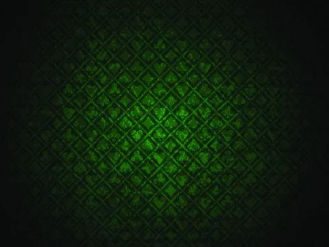 Card suits pattern on green background with grunge effect Stock Illustration