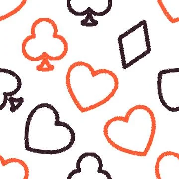 Card Suits Pixelated Dither Seamless Pattern. Vector seamless dithering pix.. Stock Illustration
