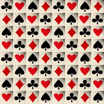 Card suits seamless background pattern. Vector image. Stockillustratie