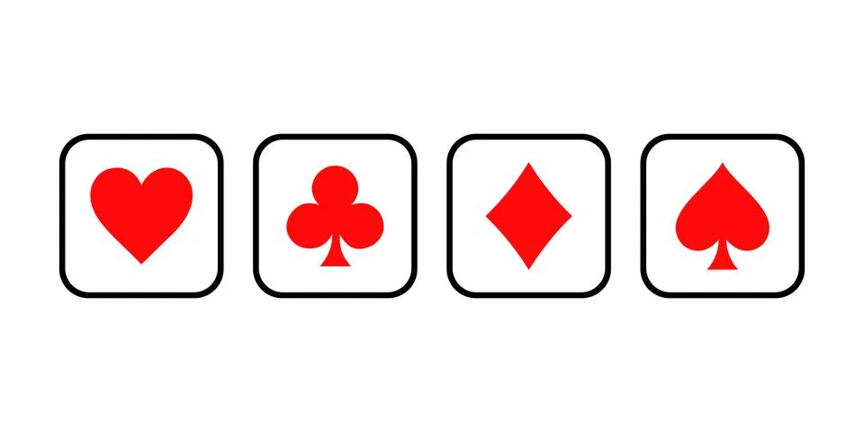 Card symbol sit in rounded frames for game interfaces 库存插图