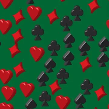 Card Symbols Seamless Pattern, 3D Illustration Illustrazione stock