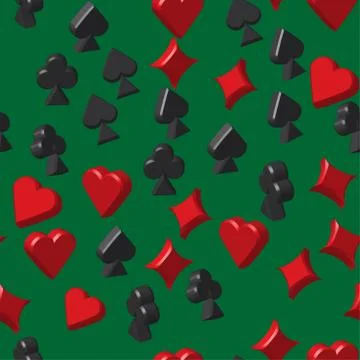 Card Symbols Seamless Pattern, 3D Illustration Illustrazione stock