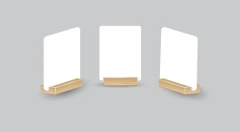 Card table menu holder stand mockup. Paper flyer mock up template. Event Stock Illustration