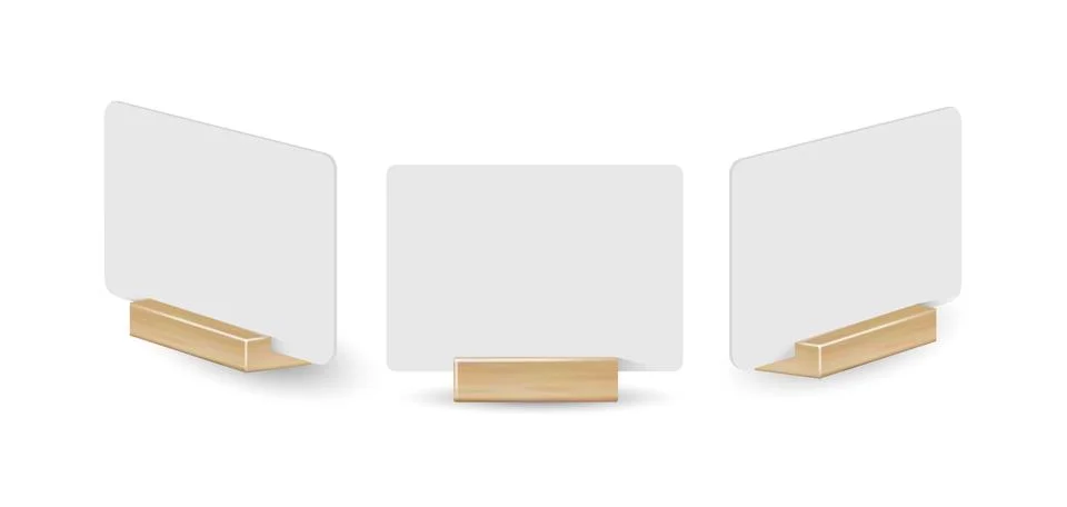 Card table menu holder stand mockup. Paper flyer mock up template. Event Stock Illustration