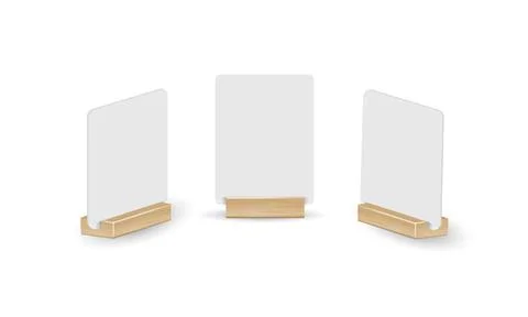 Card table menu holder stand mockup. Paper flyer mock up template. Event Stock Illustration