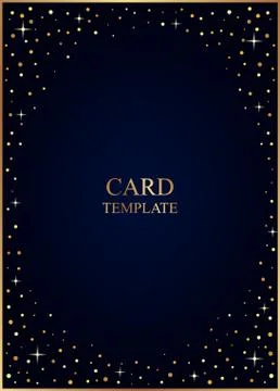 Card template with frame of golden confetti and stars. Stock Illustration