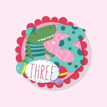 Card template for fun kids math game. Colorful round emblem with adorable Stock Illustration