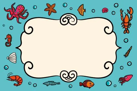 Card template. Marine theme. Stock Illustration