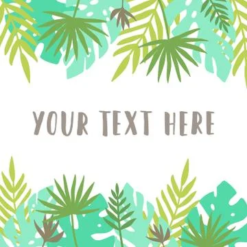 Card template. Tropical leafs. Stock Illustration