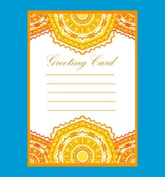 Card template in a vector about a pattern a mandala.Floral mandala and orname Stock Illustration