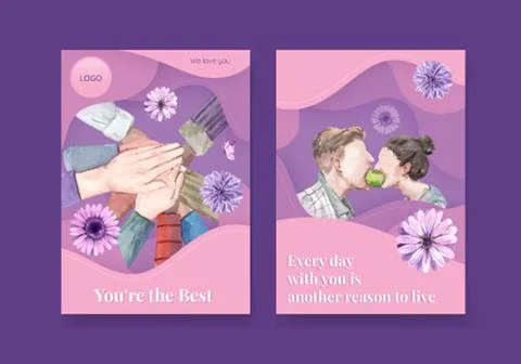 Card template World Eating Disorders Action Day concept,watercolor style Stock Illustration