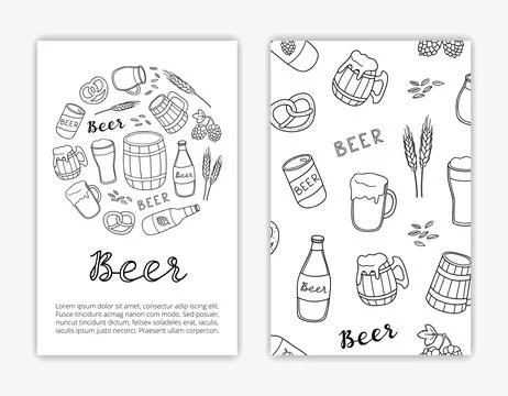 Card templates with beer items. イラスト素材