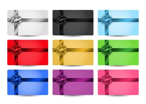 Card templates with bow. Illustrazione stock