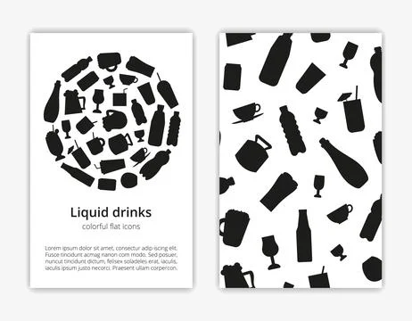 Card templates with flat drinks. Stock Illustration