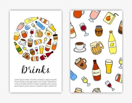 Card templates with liquid drinks. Stock Illustration