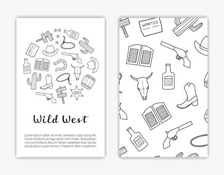 Card templates with Wild West elements. Stock Illustration