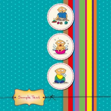 Card with three fun babies Stock Illustration