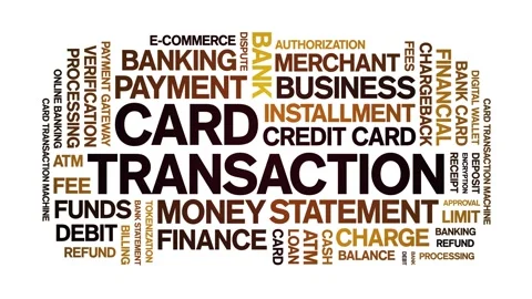 Card Transaction animated word cloud,animation kinetic typography seamless loop Stock Footage 297983752
