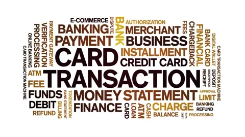 Card Transaction animated word cloud,animation kinetic typography seamless loop Vídeo Stock 297984069