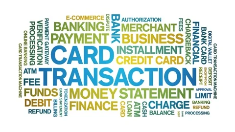 Card Transaction animated word cloud,animation kinetic typography seamless loop Vídeo Stock 297984360