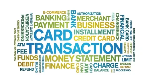 Card Transaction animated word cloud,animation kinetic typography seamless loop Vídeo Stock 297984662