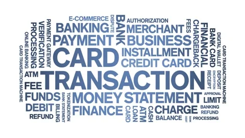 Card Transaction animated word cloud,animation kinetic typography seamless loop Vídeo Stock 297984911