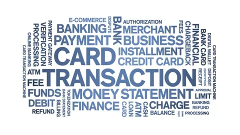 Card Transaction animated word cloud,animation kinetic typography seamless loop Vídeo Stock 297985185