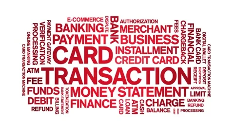 Card Transaction animated word cloud,animation kinetic typography seamless loop Vídeo Stock 297985874