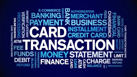 Card Transaction animated word cloud,animation kinetic typography seamless loop Vídeo Stock 297990048