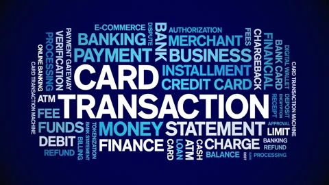 Card Transaction animated word cloud,animation kinetic typography seamless loop Vídeo Stock 297994559