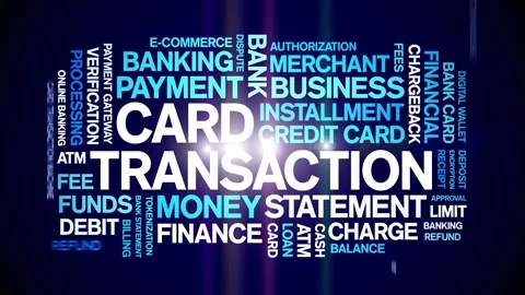 Card Transaction animated word cloud,animation kinetic typography seamless loop Vídeo Stock 297998679