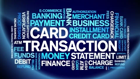 Card Transaction animated word cloud,animation kinetic typography seamless loop Vídeo Stock 298000378