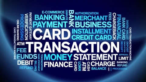 Card Transaction animated word cloud,animation kinetic typography seamless loop Vídeo Stock 298002157