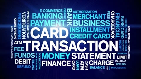 Card Transaction animated word cloud,animation kinetic typography seamless loop Vídeo Stock 298004008