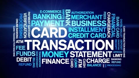Card Transaction animated word cloud,animation kinetic typography seamless loop Vídeo Stock 298005814
