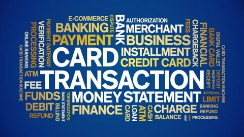 Card Transaction animated word cloud,animation kinetic typography seamless loop Vídeo Stock 298010264
