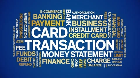 Card Transaction animated word cloud,animation kinetic typography seamless loop Vídeo Stock 298015017
