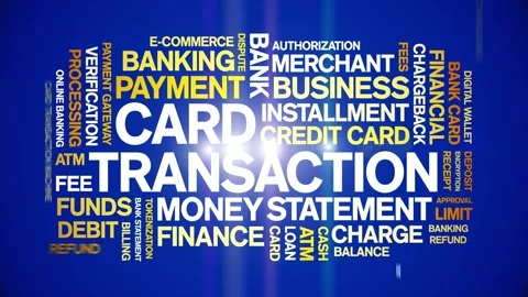 Card Transaction animated word cloud,animation kinetic typography seamless loop Vídeo Stock 298018352