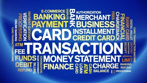 Card Transaction animated word cloud,animation kinetic typography seamless loop Vídeo Stock 298024837