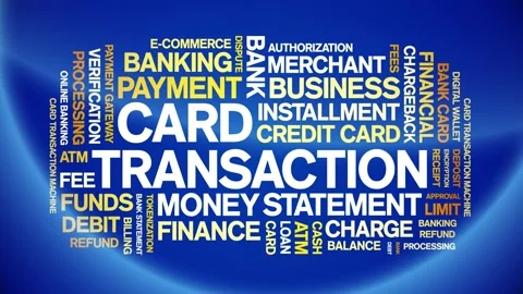Card Transaction animated word cloud,animation kinetic typography seamless loop Vídeo Stock 298027798