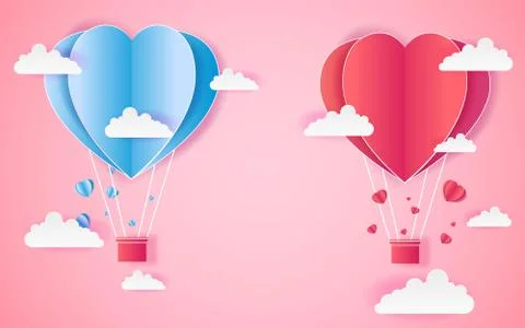 Card Valentine's day balloon heart love Invitation on vector abstract ba Stock Illustration