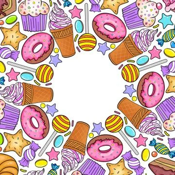 Card with various sweets Stock Illustration