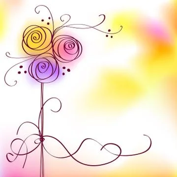 Card with vector stylized roses Stock Illustration