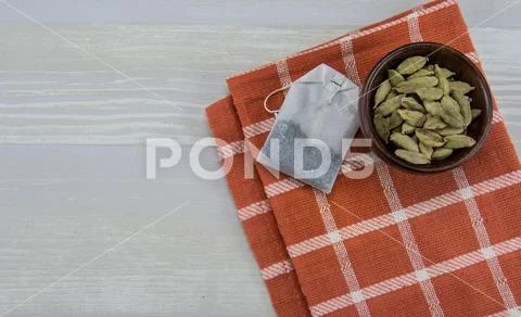 Cardamom and Tea Bag Stock Photos