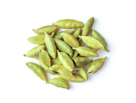Cardamom isolate on white background. top view Stock Photos
