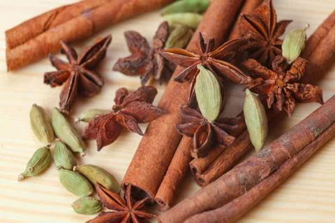 Cardamon spice cinamon Stock Photos